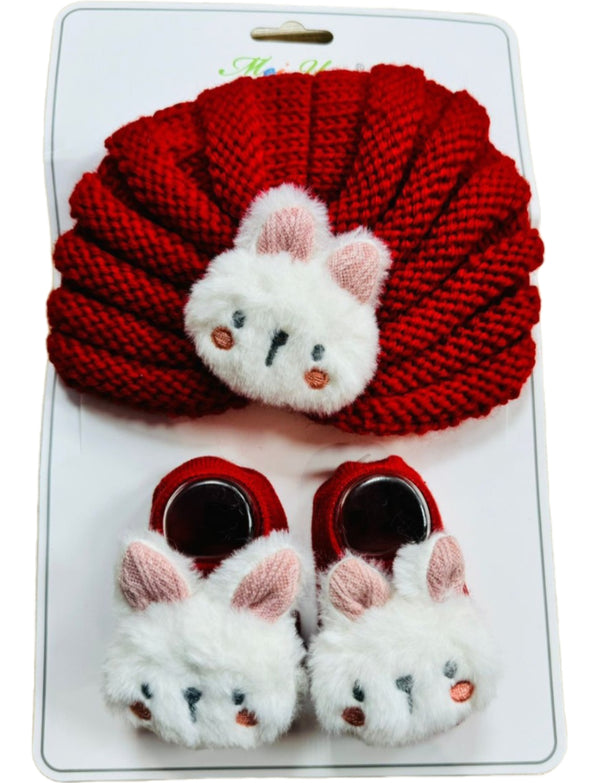 Set de Turbante de Lana y Calcetines para Bebé