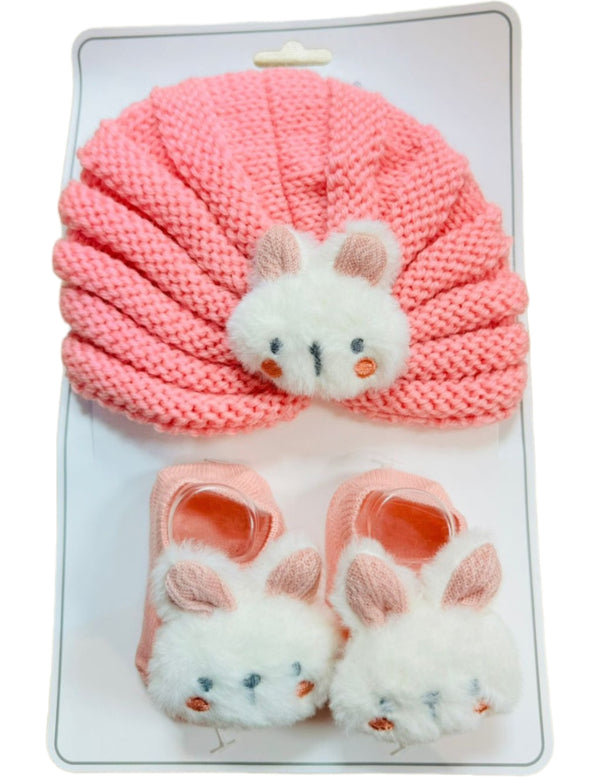 Set de Turbante de Lana y Calcetines para Bebé