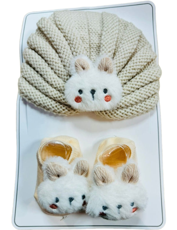 Set de Turbante de Lana y Calcetines para Bebé