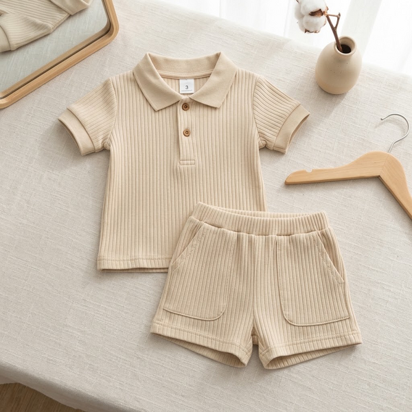 Conjunto Polo Acanalado de Algodón (Polera + Short)