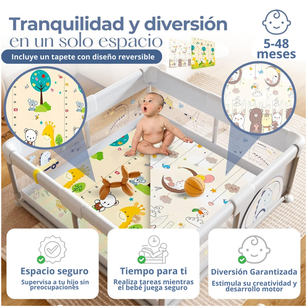 Corral para Bebés + Alfombra Play Mat Reversible