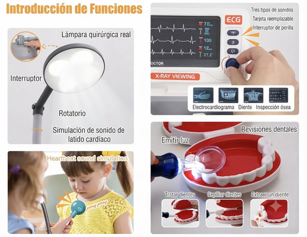 Carrito Médico Dentista Infantil 30 Piezas