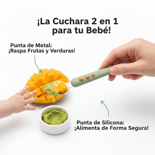 Cuchara de Alimentación 2 en 1 Frutas y Purés Para Bebés