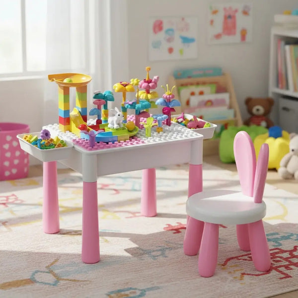 Mesa de Actividades 6 en 1 con Bloques de Construcción – 89 Piezas