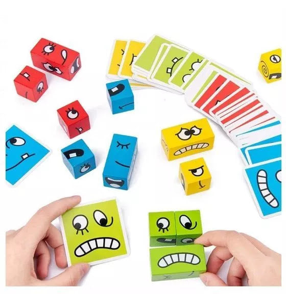 Juego de Mesa Educativo: Cubos de Expresiones y Rompecabezas Facial