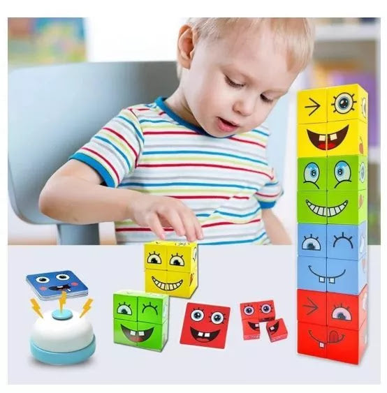 Juego de Mesa Educativo: Cubos de Expresiones y Rompecabezas Facial
