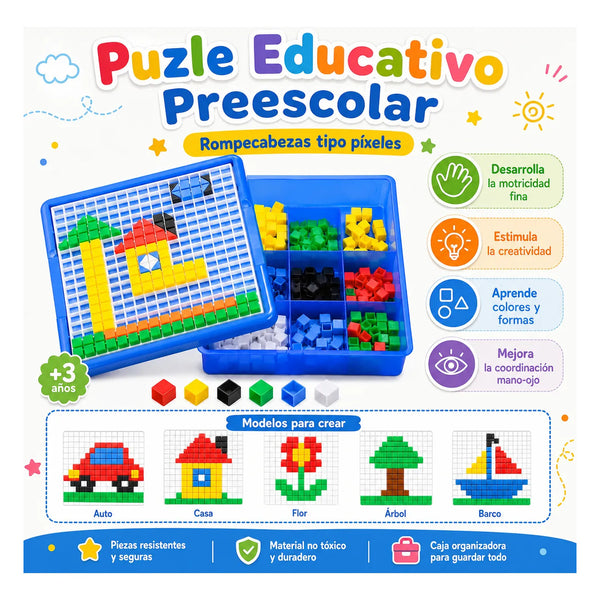 Juego de Mesa Educativo Puzzle Art de Mosaicos y Pixel Art