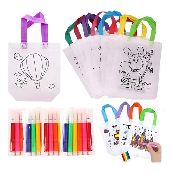 Pack de 10 Bolsitas Ecológicas para Colorear con Lápices de Colores