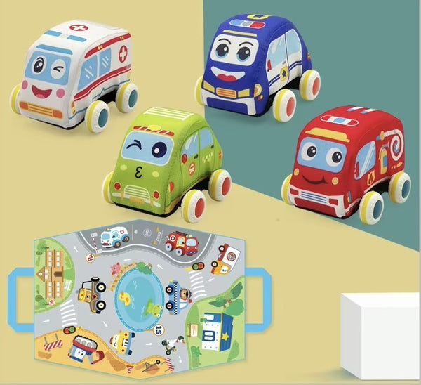 Set de Vehículos Blanditos con Retroceso