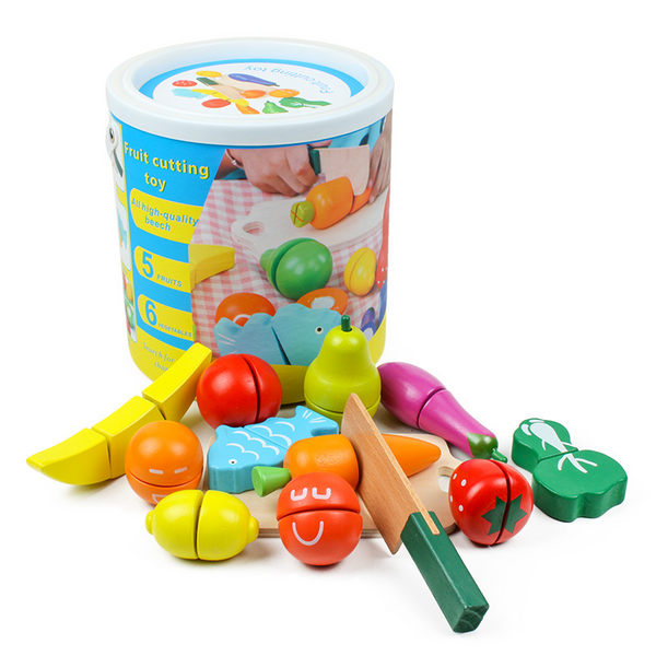 Set de Cocina Infantil de Madera con Frutas, Verduras y Accesorios