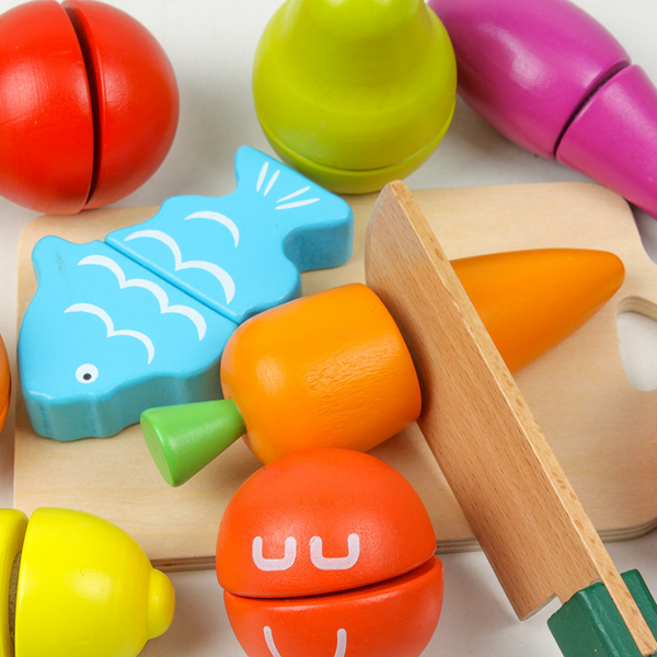 Set de Cocina Infantil de Madera con Frutas, Verduras y Accesorios
