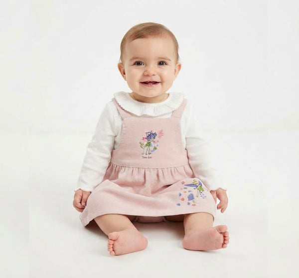 Conjunto Vestido Jumper Cotelé y Polera Tinkerbell para Niña