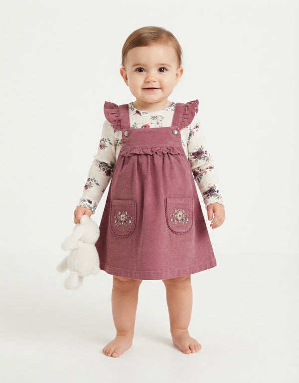 Conjunto Jumper Acanalado y Polera Floral para Niña