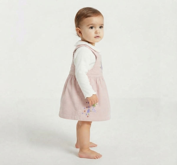 Conjunto Vestido Jumper Cotelé y Polera Tinkerbell para Niña