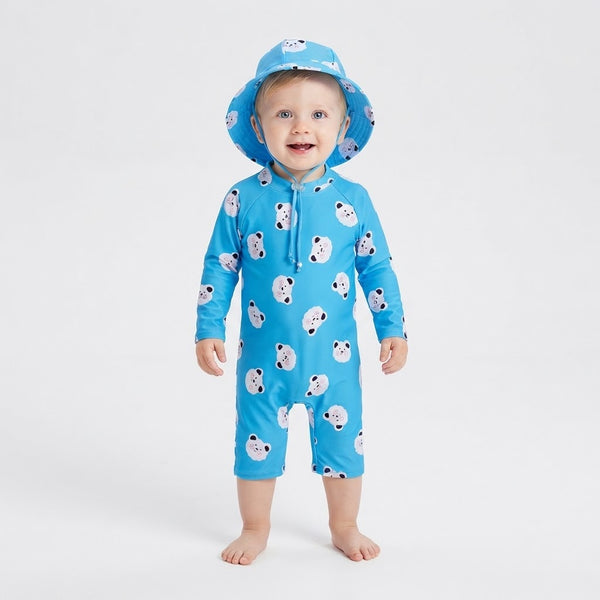 Traje de Baño de Manga Larga con Gorro UV Osito Marino