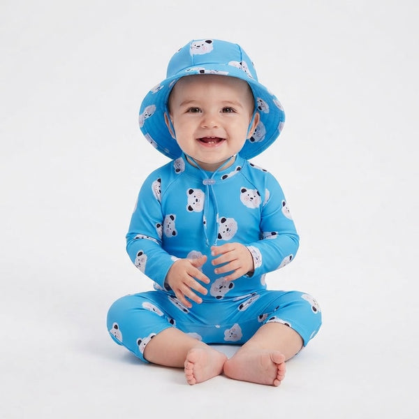 Traje de Baño de Manga Larga con Gorro UV Osito Marino