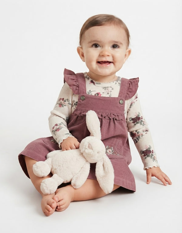 Conjunto Jumper Acanalado y Polera Floral para Niña