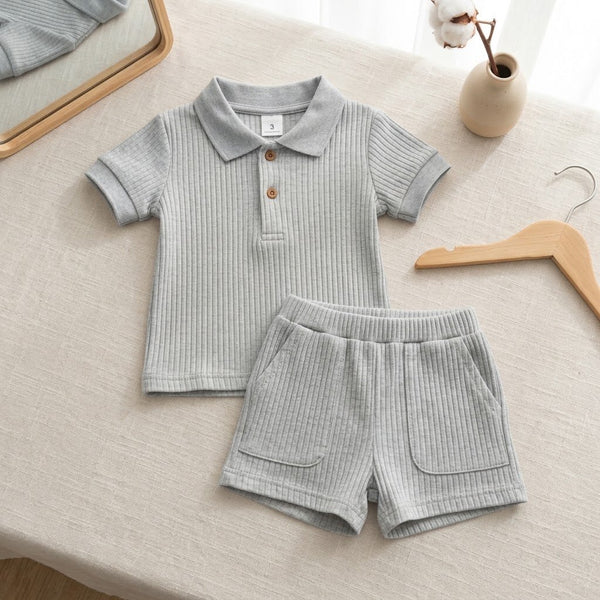 Conjunto Polo Acanalado de Algodón (Polera + Short)