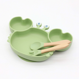 Plato infantil con diseño de cangrejito y cubiertos de silicona