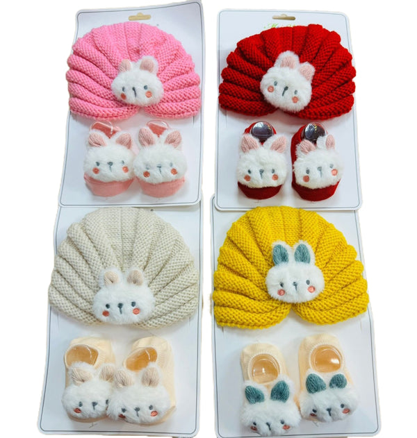 Set de Turbante de Lana y Calcetines para Bebé