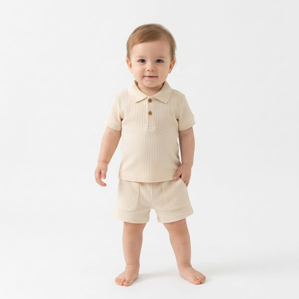 Conjunto Polo Acanalado de Algodón (Polera + Short)