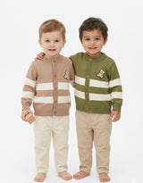 Cardigan Infantil a Rayas con Aplique de Osito