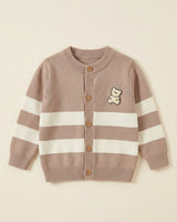 Cardigan Infantil a Rayas con Aplique de Osito