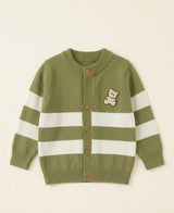 Cardigan Infantil a Rayas con Aplique de Osito