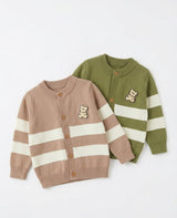 Cardigan Infantil a Rayas con Aplique de Osito