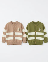Cardigan Infantil a Rayas con Aplique de Osito