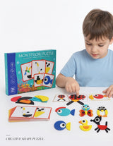 Puzzle Geométrico Montessori de Formas y Patrones con Tarjetas