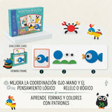 Puzzle Geométrico Montessori de Formas y Patrones con Tarjetas