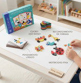 Puzzle Geométrico Montessori de Formas y Patrones con Tarjetas