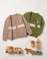 Cardigan Infantil a Rayas con Aplique de Osito