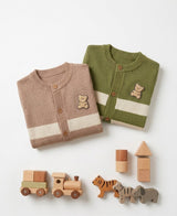 Cardigan Infantil a Rayas con Aplique de Osito
