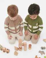 Cardigan Infantil a Rayas con Aplique de Osito
