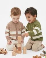 Cardigan Infantil a Rayas con Aplique de Osito