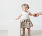 Conjunto para niña falda a cuadros con boina