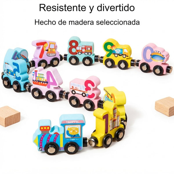 Tren de Madera Magnético de Números