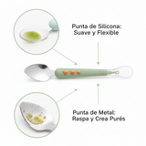 Cuchara de Alimentación 2 en 1 Frutas y Purés Para Bebés