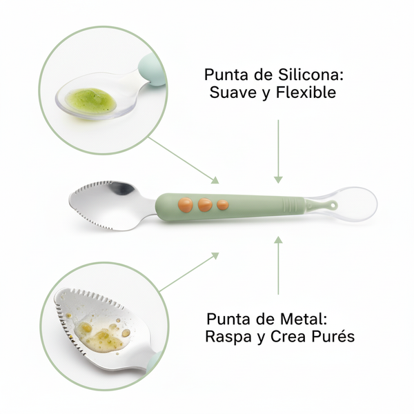 Cuchara de Alimentación 2 en 1 Frutas y Purés Para Bebés