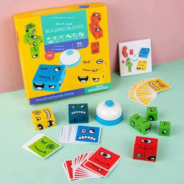 Juego de Mesa Educativo: Cubos de Expresiones y Rompecabezas Facial