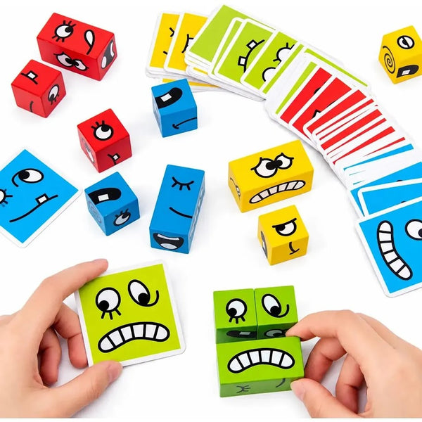 Juego de Mesa Educativo: Cubos de Expresiones y Rompecabezas Facial