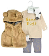 Conjunto Bebé Algodón 4 Piezas con Chaleco Peluche