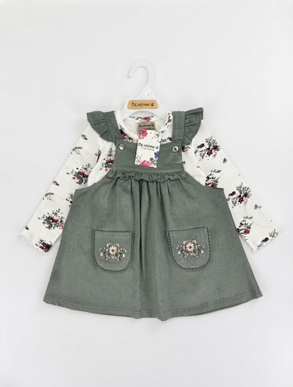 Conjunto Jumper Acanalado y Polera Floral para Niña