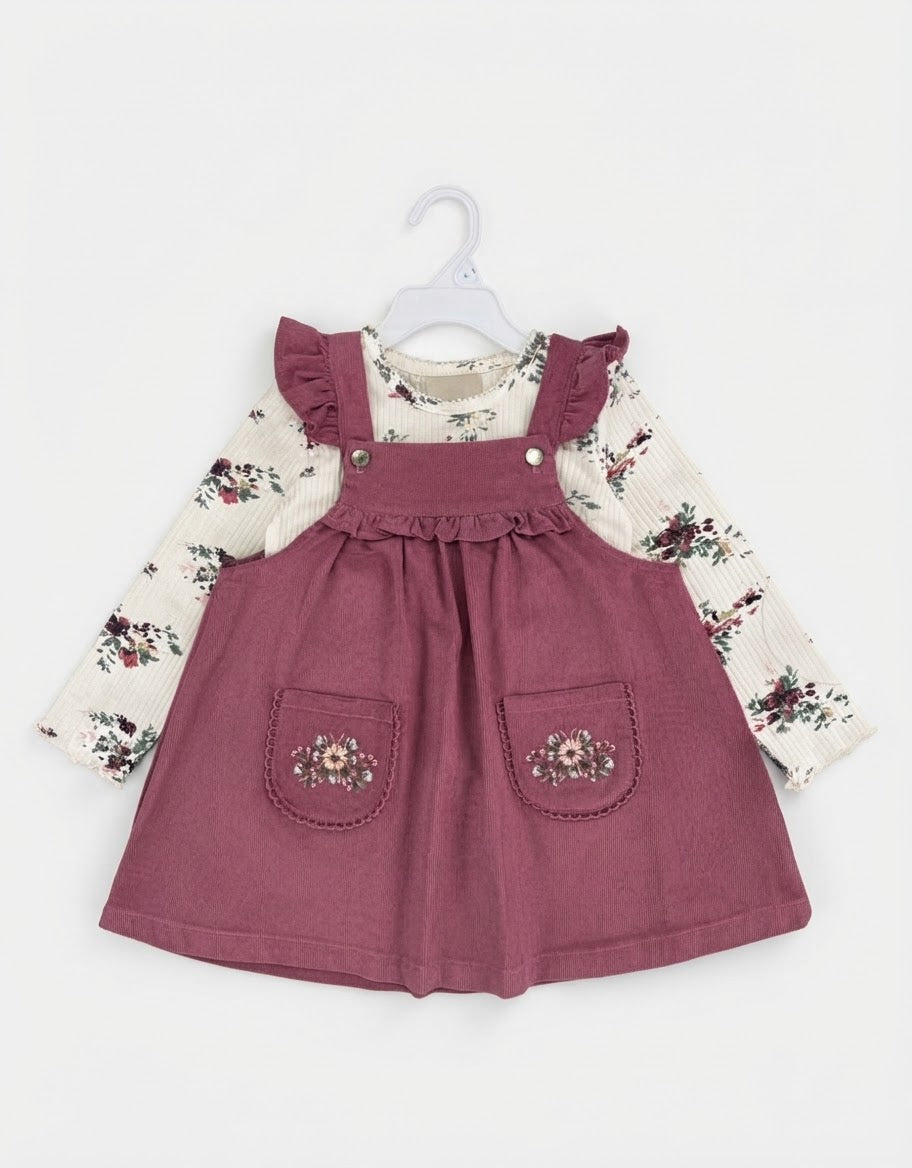 Conjunto Jumper Acanalado y Polera Floral para Niña