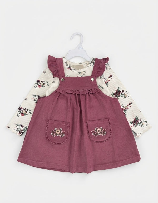 Conjunto Jumper Acanalado y Polera Floral para Niña