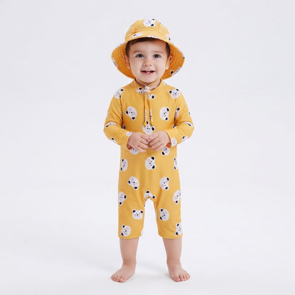 Traje de Baño de Manga Larga con Gorro UV Unisex Osito Sol
