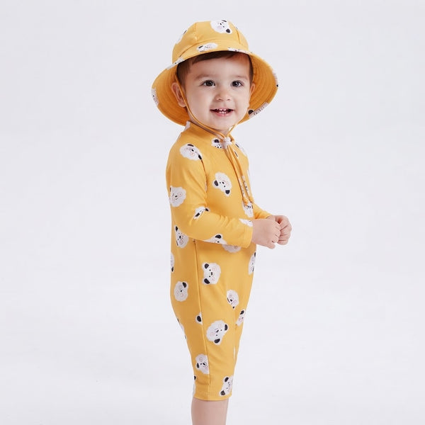 Traje de Baño de Manga Larga con Gorro UV Unisex Osito Sol